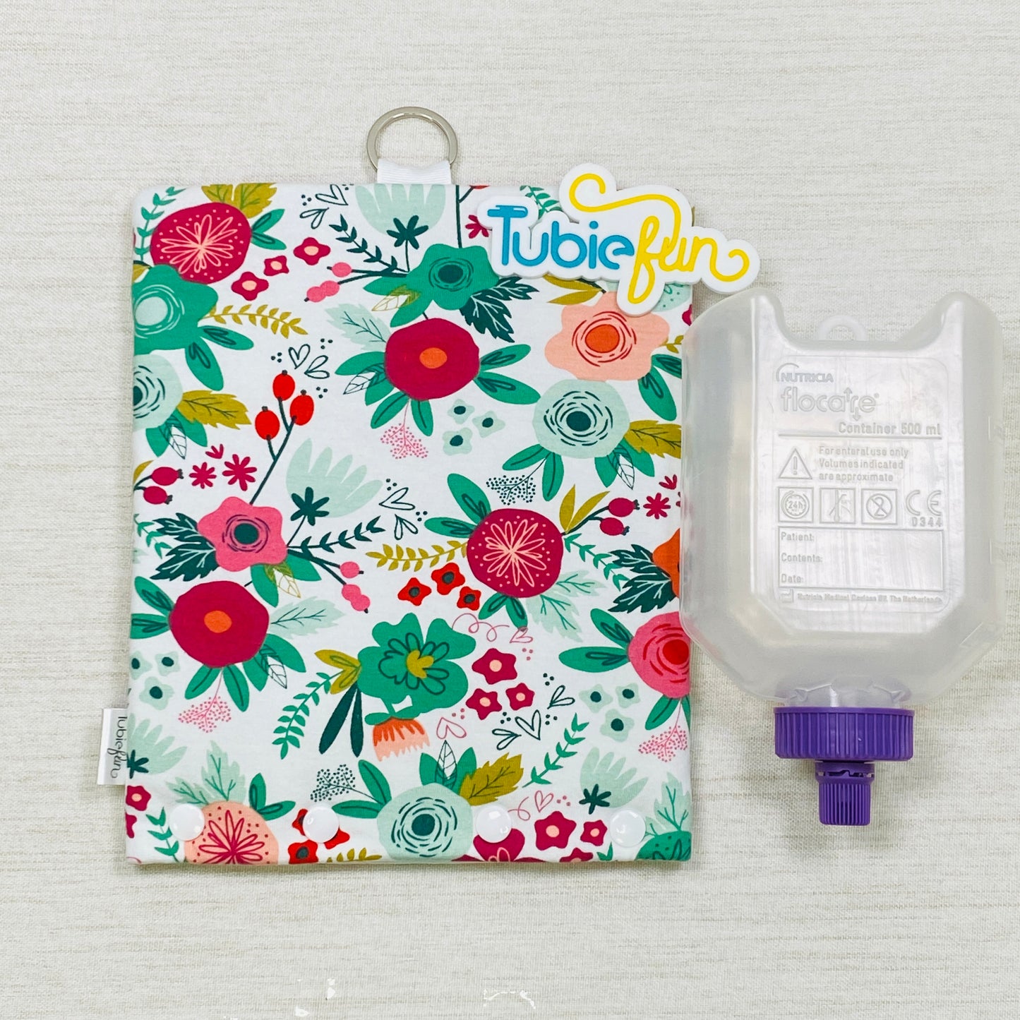 Insulated Milk Bag Suitable for 500ml Flocare Bottle in - Flowers on White