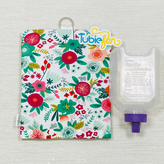 Insulated Milk Bag Suitable for 500ml Flocare Bottle in - Flowers on White