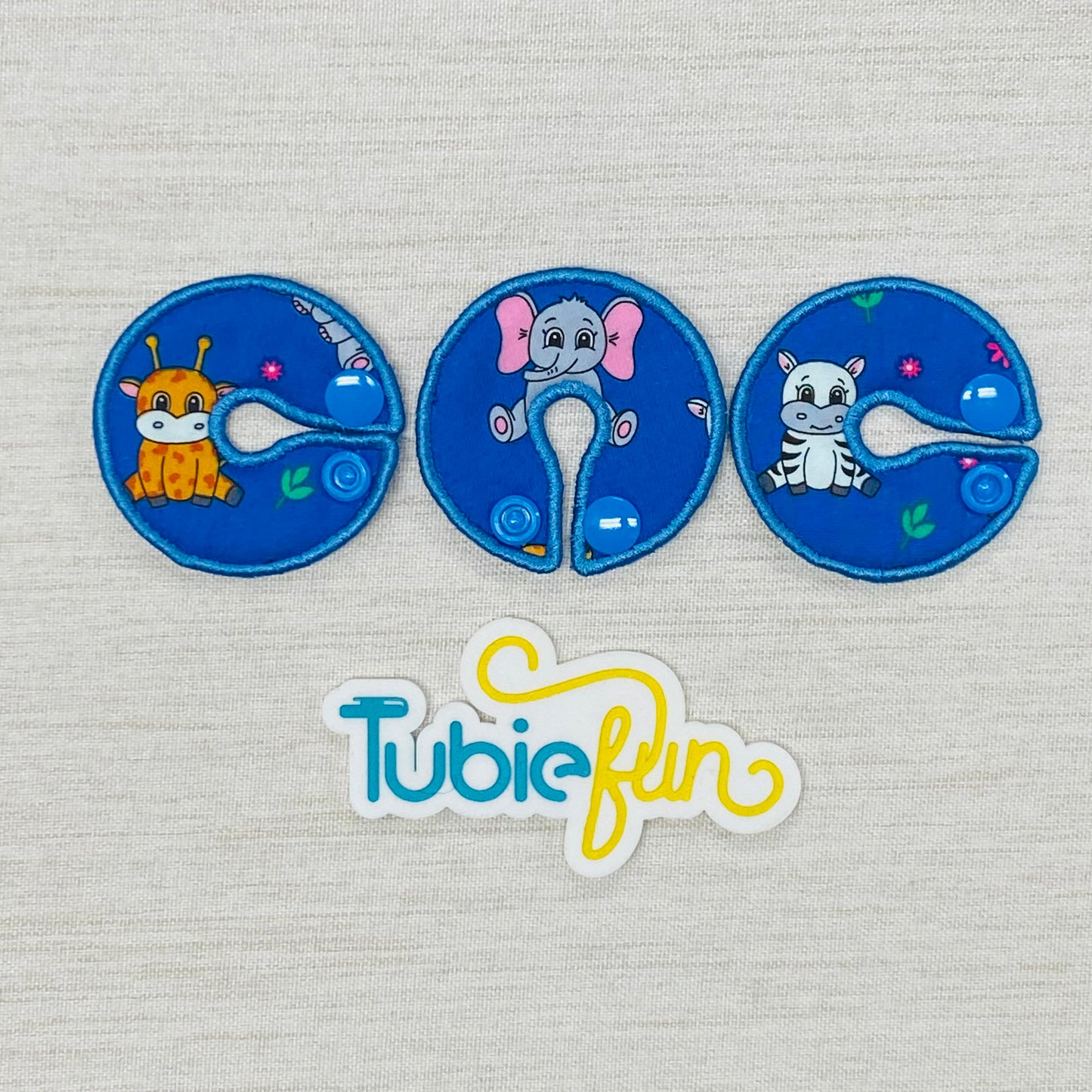 G-Tube Button Pad Cover - Baby Animals on Blue