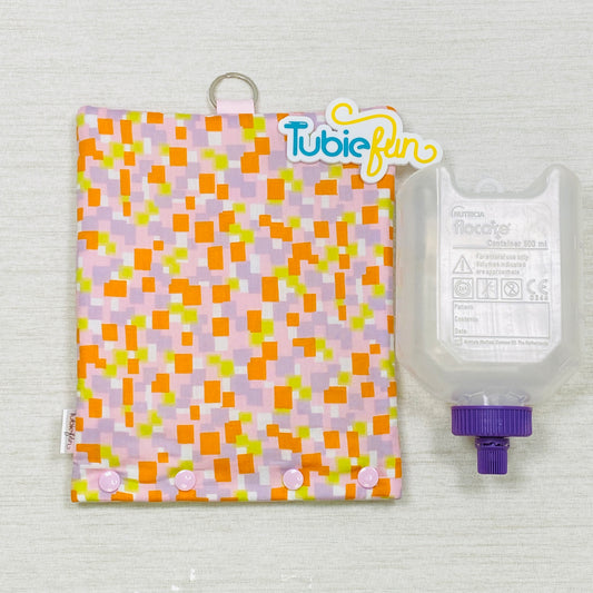 Insulated Milk Bag Suitable for 500ml Flocare Bottle in - Pink and Orange Squares
