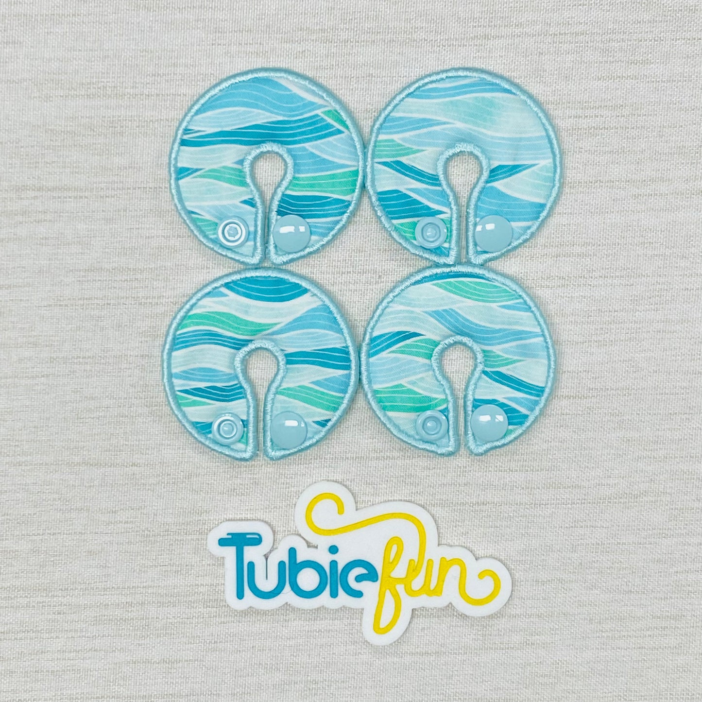 G-Tube Button Pad Cover - Teal Waves