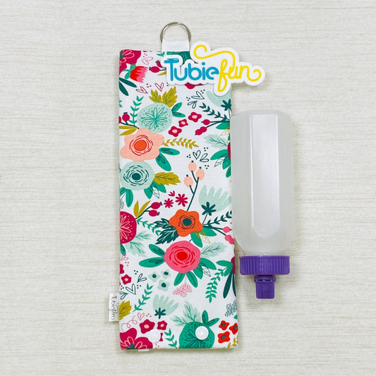Insulated Milk Bag Suitable for 250ml Bottle in - Flowers on White