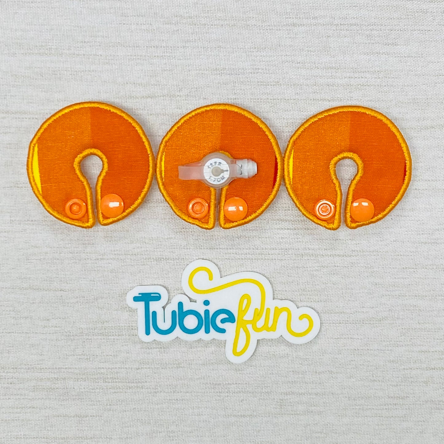 G-Tube Button Pad Cover - Yellow and Orange Stripes