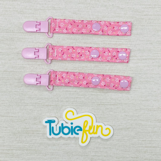 Clip Chain - Mini Flowers on Pink