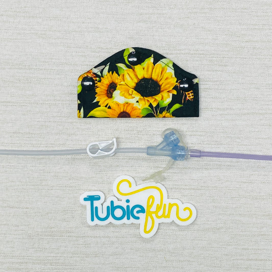 Feeding Tube Mini Connection Cover - Sunflowers and Bees