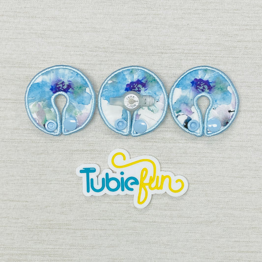 G-Tube Button Pad Cover - Blue Flowers