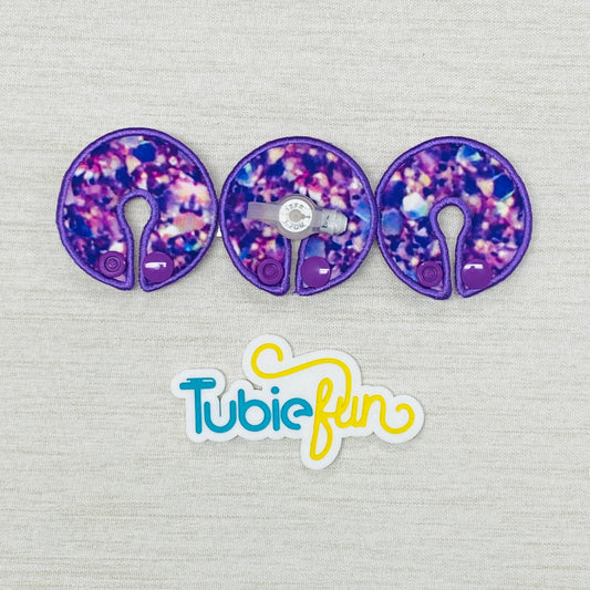 G-Tube Button Pad Cover - Purple Gems