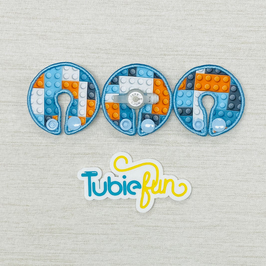 G-Tube Button Pad Cover - Blue Bricks