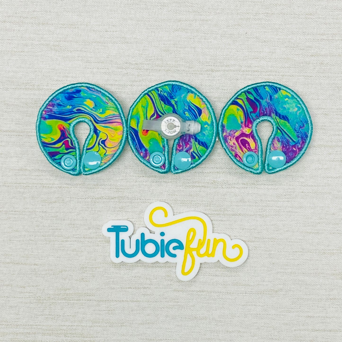 G-Tube Button Pad Cover - Teal Swirl