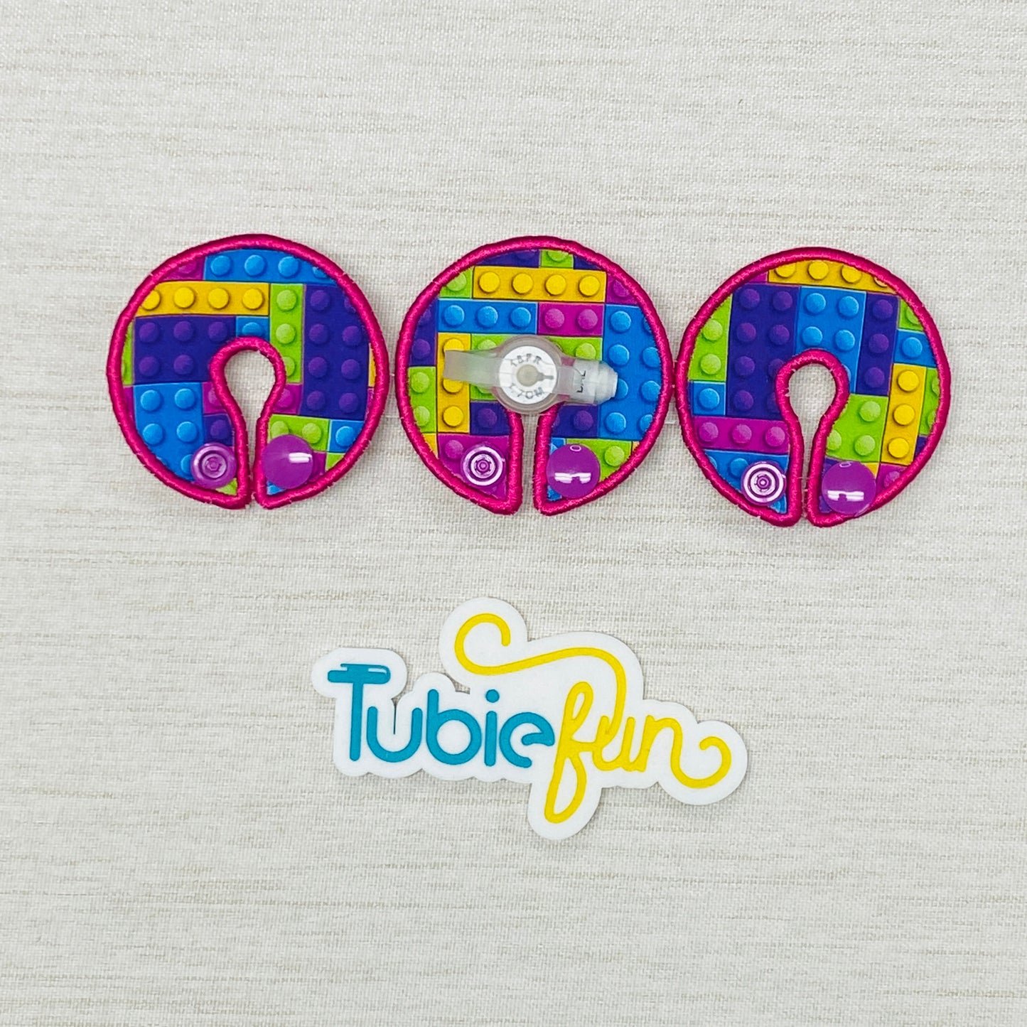 G-Tube Button Pad Cover - Purple Bricks