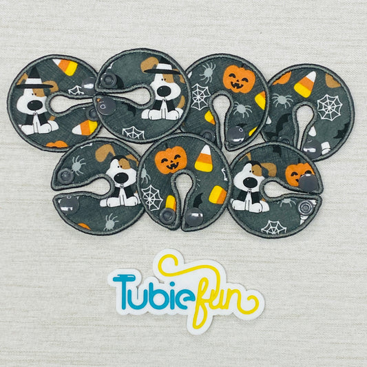 G-Tube Button Pad Cover - Halloween Pups and Candy Corn