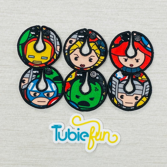 G-Tube Button Pad Cover - Cartoon Hero's on Black