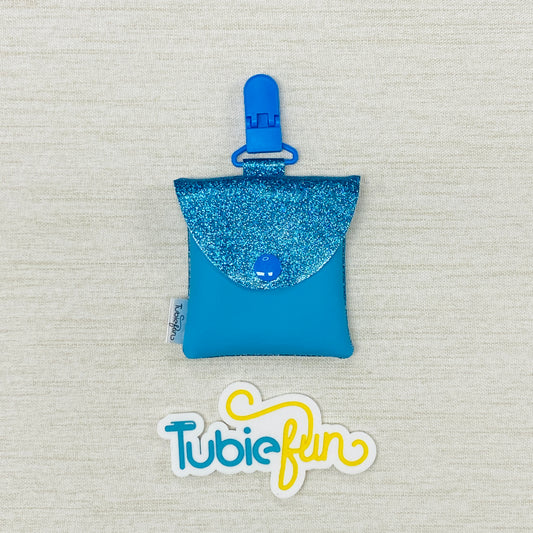 Tubing Pouch - Blue Glitter with Plain Blue