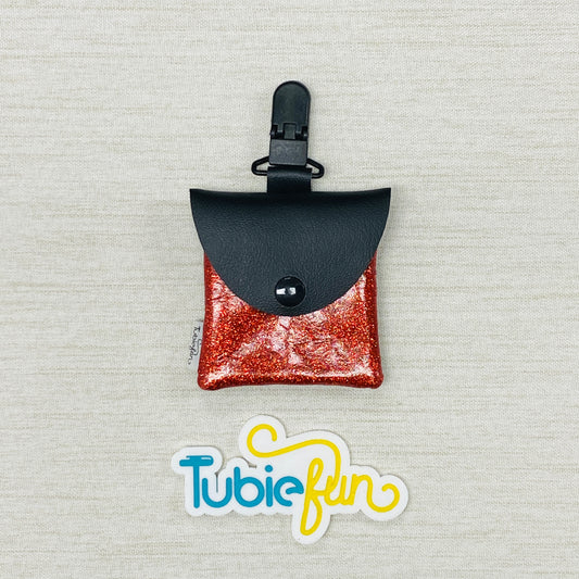 Tubing Pouch - Black with Red Glitter