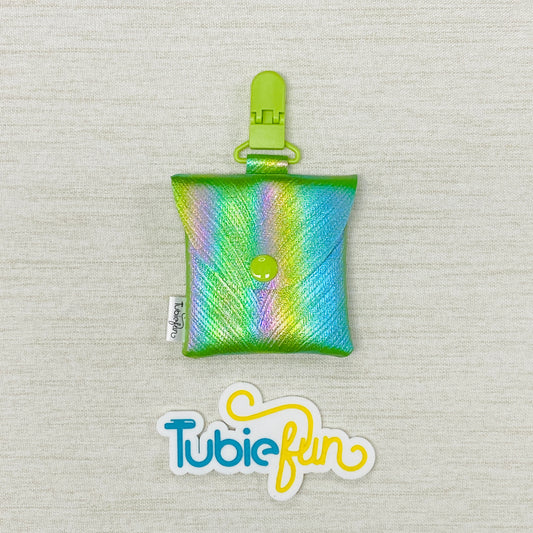 Tubing Pouch - Green Shimmer Feathers