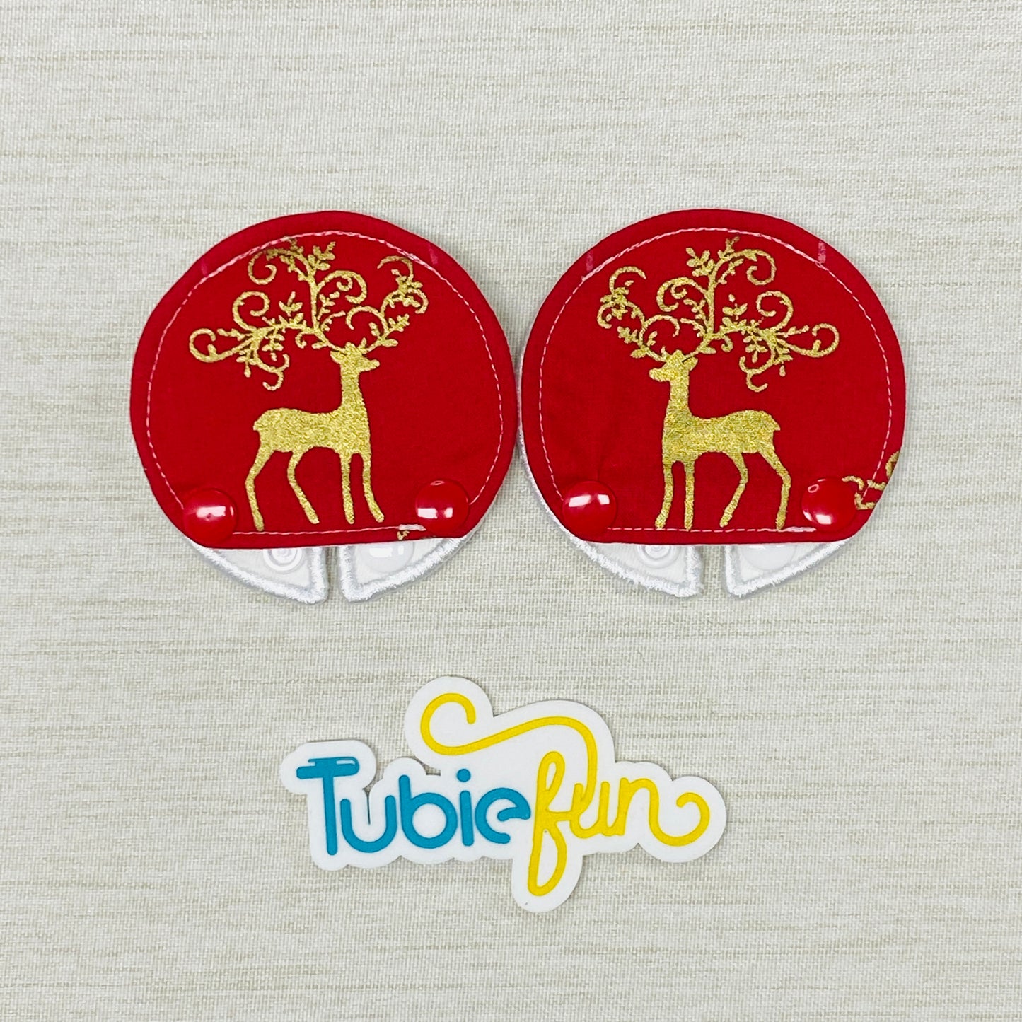 Covered Button Pad - Gold Reindeer