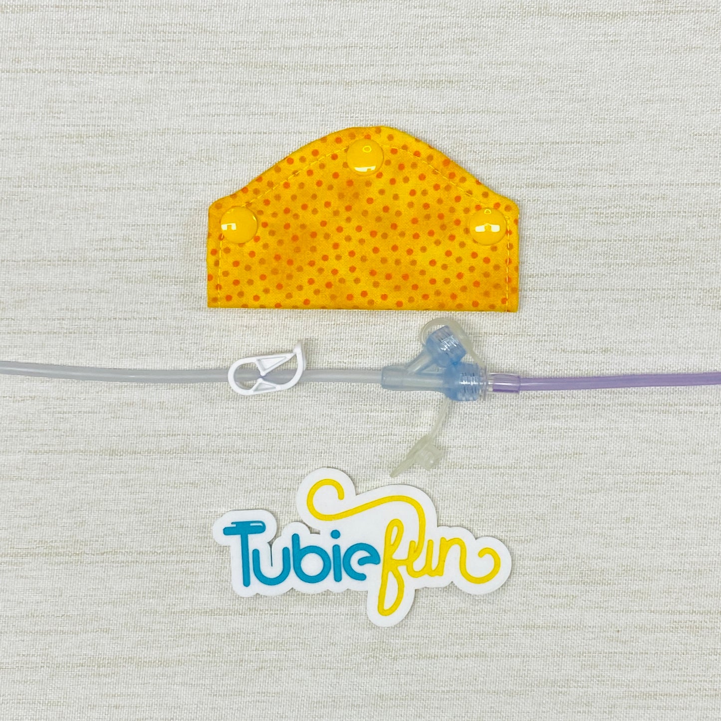 Feeding Tube Mini Connection Cover - Orange Dots