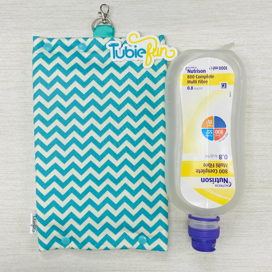 Insulated Milk Bag Suitable for 1L Flocare Bottle - Teal Chevron