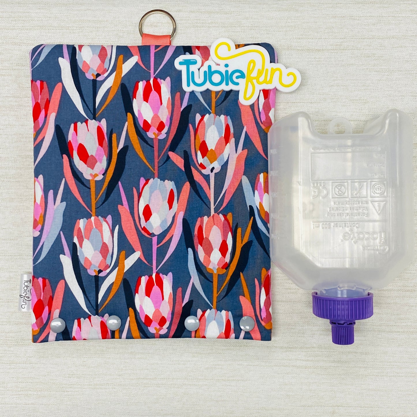 Insulated Milk Bag Suitable for 500ml Flocare Bottle in - Flowers on Grey