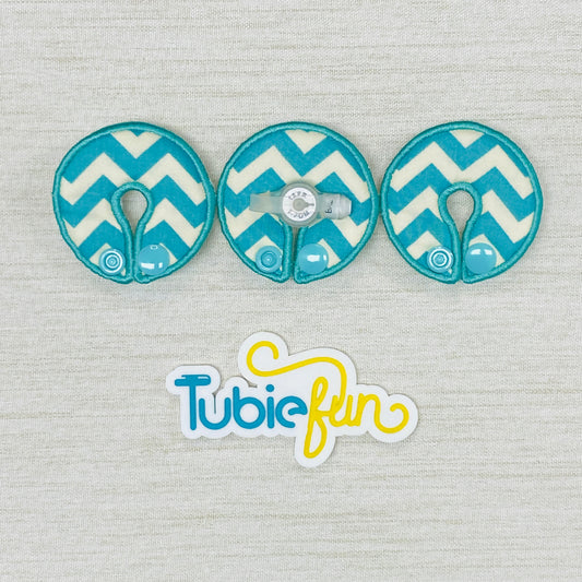 G-Tube Button Pad Cover - Teal Chevron