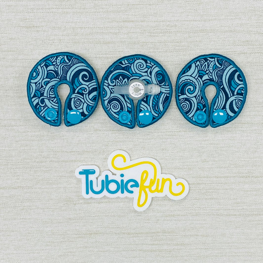 G-Tube Button Pad Cover - Teal Swirls