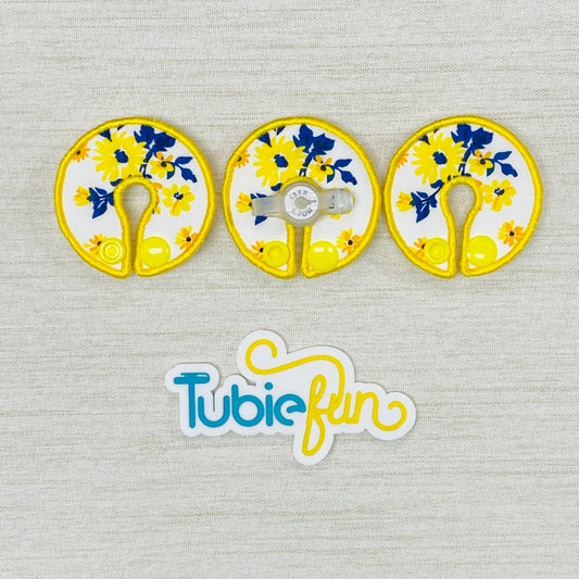 G-Tube Button Pad Cover - Yellow Flowers