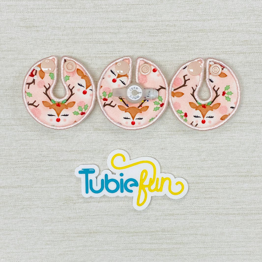 G-Tube Button Pad Cover - Reindeer Faces