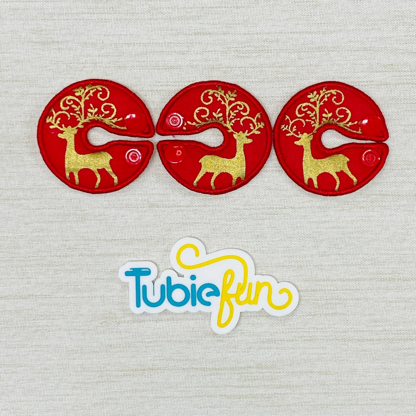 G-Tube Button Pad Cover - Gold Reindeer