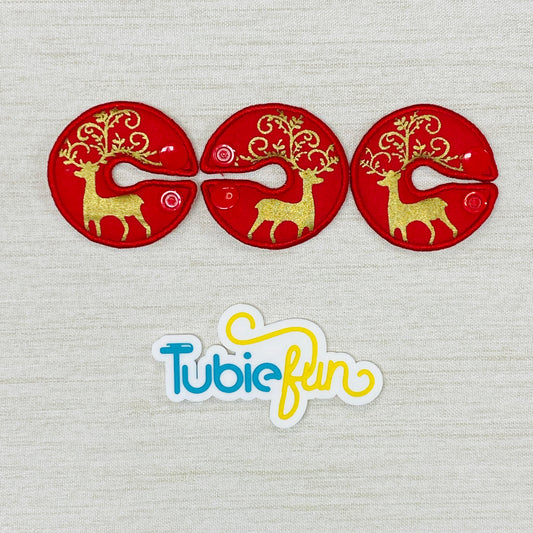 G-Tube Button Pad Cover - Gold Reindeer