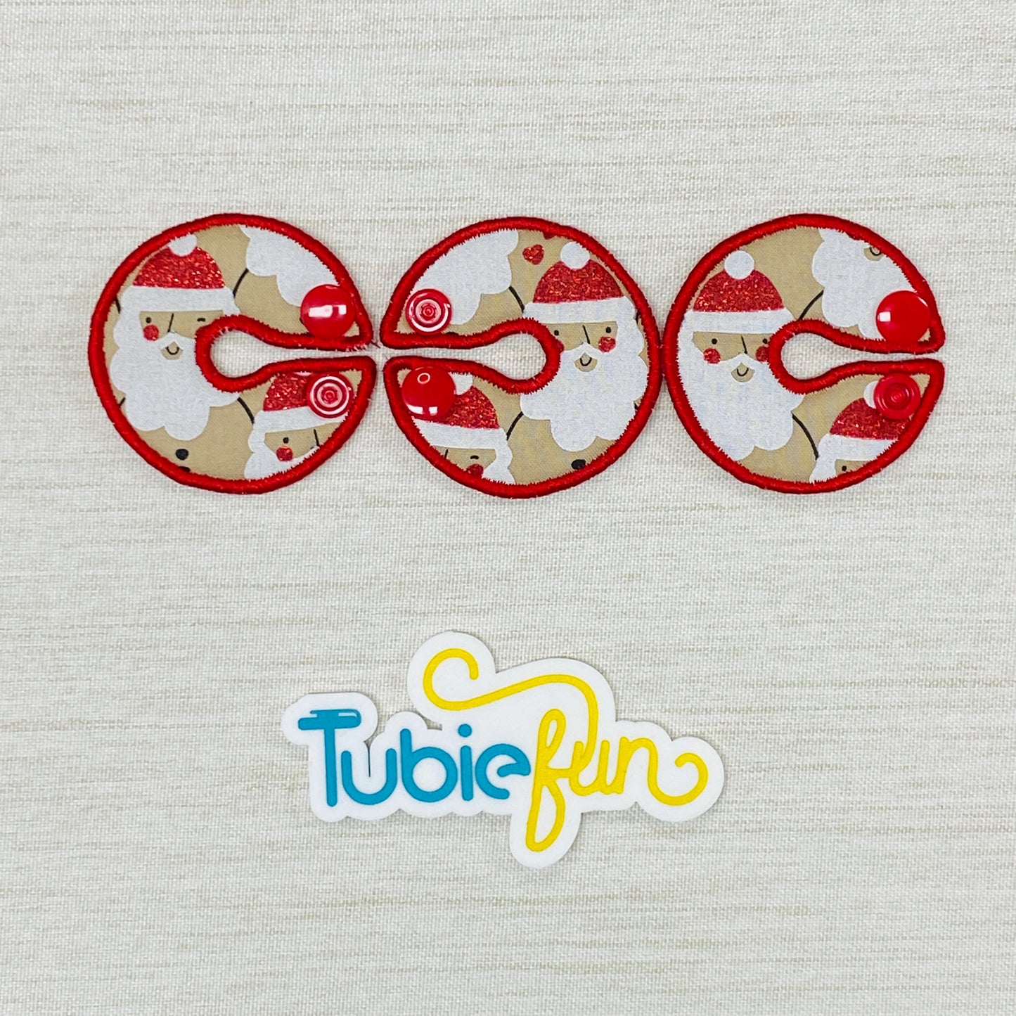 G-Tube Button Pad Cover - Santa on Cream