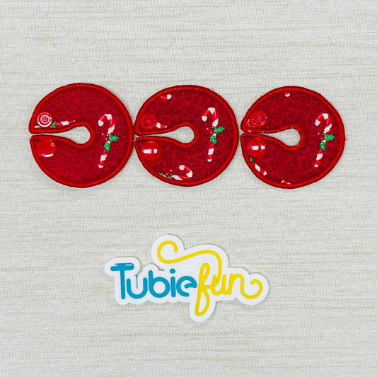 G-Tube Button Pad Cover - Candy Canes