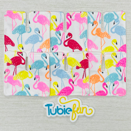 Tracheostomy Pad Cover - Coloured Flamingos