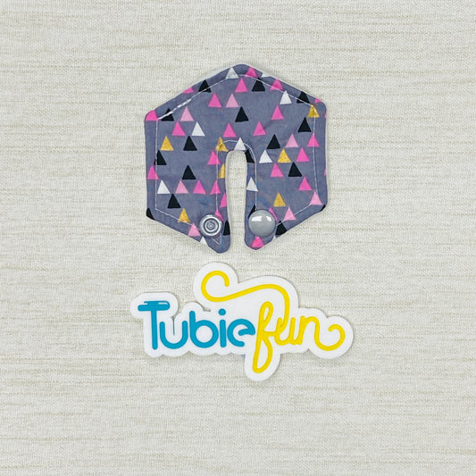 Hexagon G-Tube Button Pad Cover - Pink and Gold Triangles