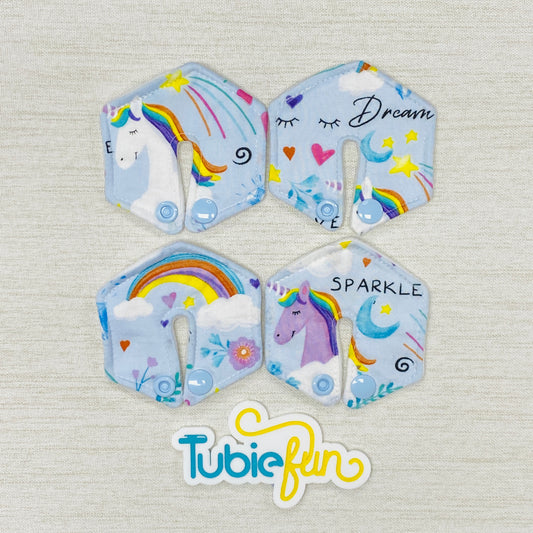 Hexagon G-Tube Button Pad Cover - Unicorns and Dreams