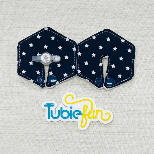 Hexagon G-Tube Button Pad Cover - White Stars on Navy