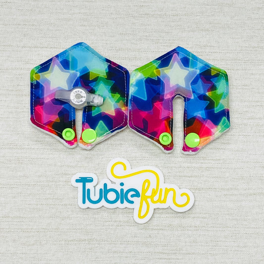 Hexagon G-Tube Button Pad Cover - Neon Stars