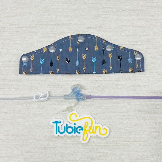 Large Feeding Tube Connection Cover - Arrows on Grey