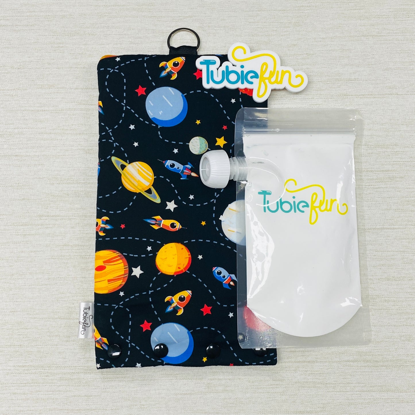 Insulated Milk Bag Suitable for Tubie Fun Reusable Pouches - Rockets and Planets