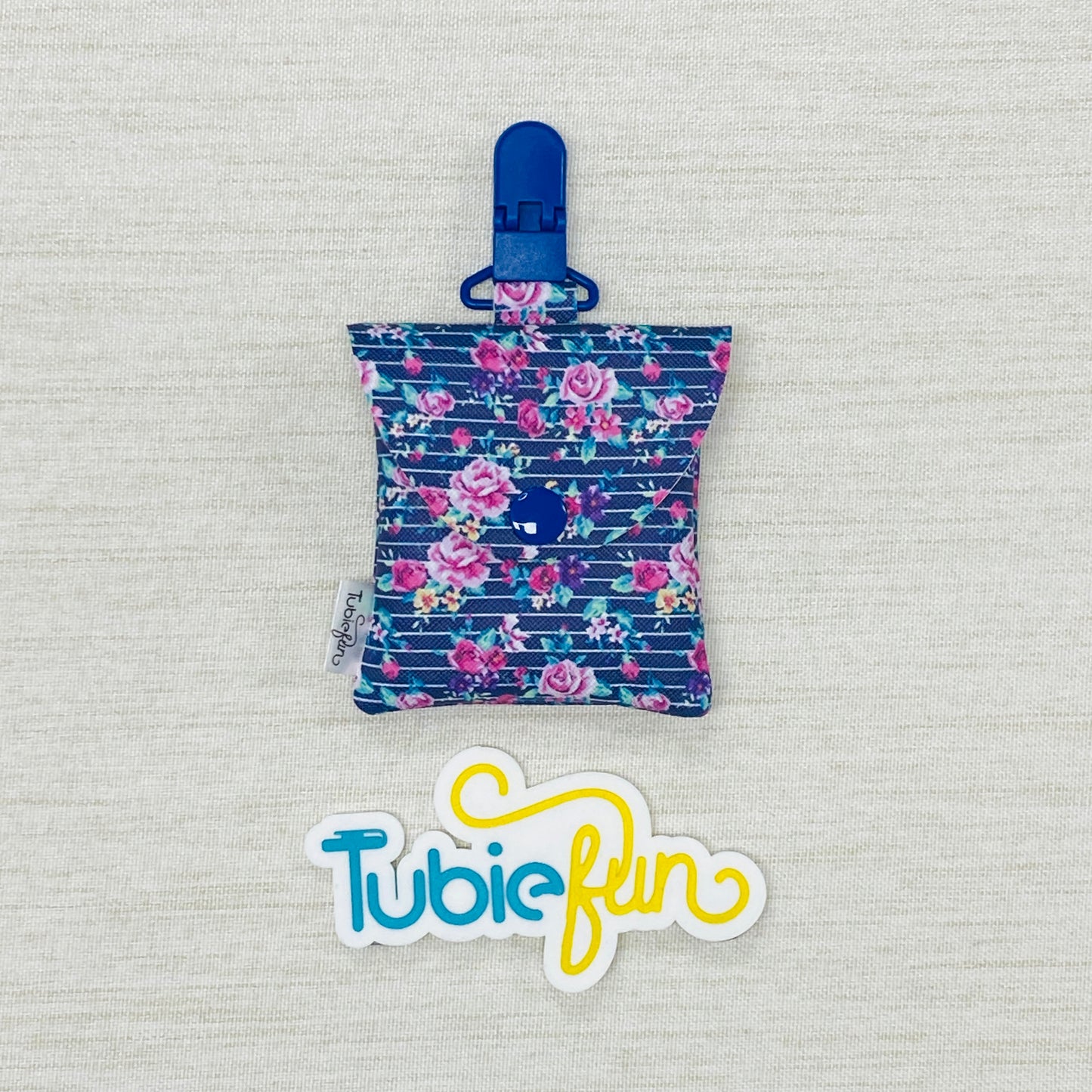 Tubing Pouch - Flowers on Navy