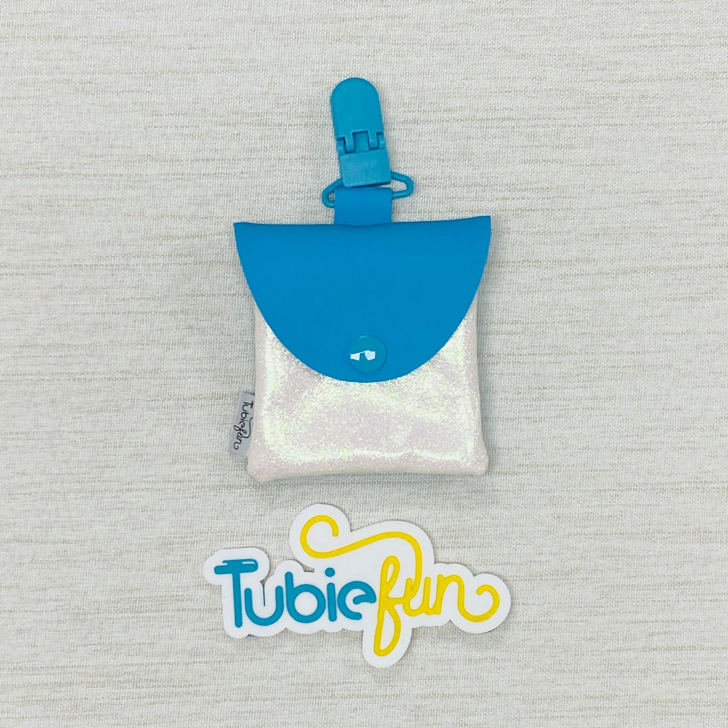 Tubing Pouch - Light Blue and White Glitter