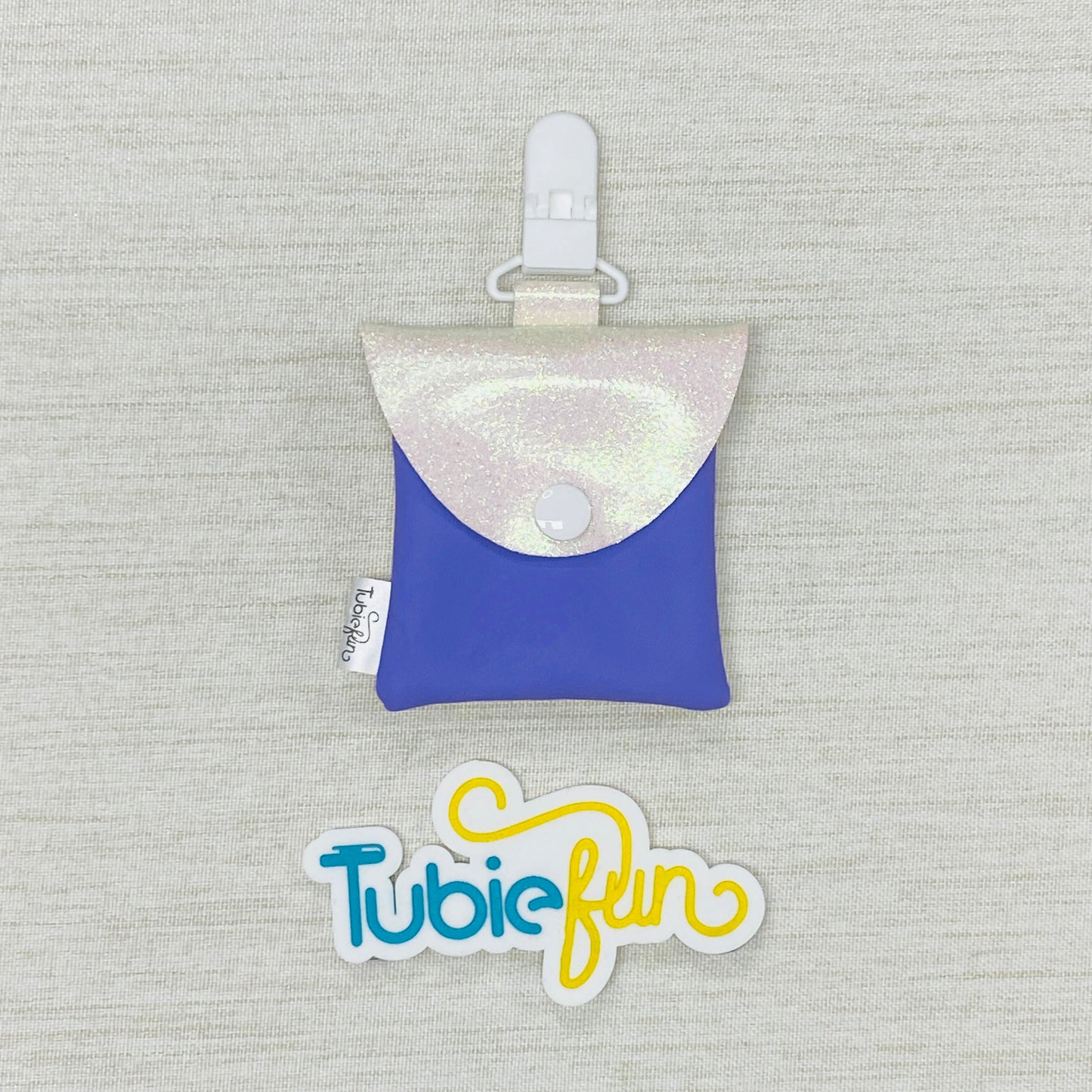 Tubing Pouch - White Glitter and Light Purple