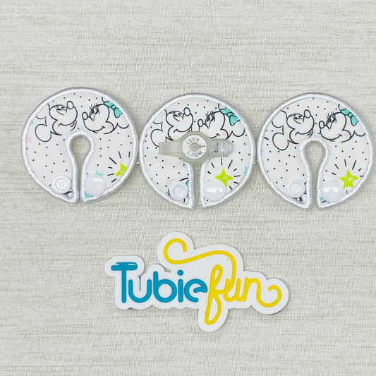 G-Tube Button Pad Cover - Mice on White