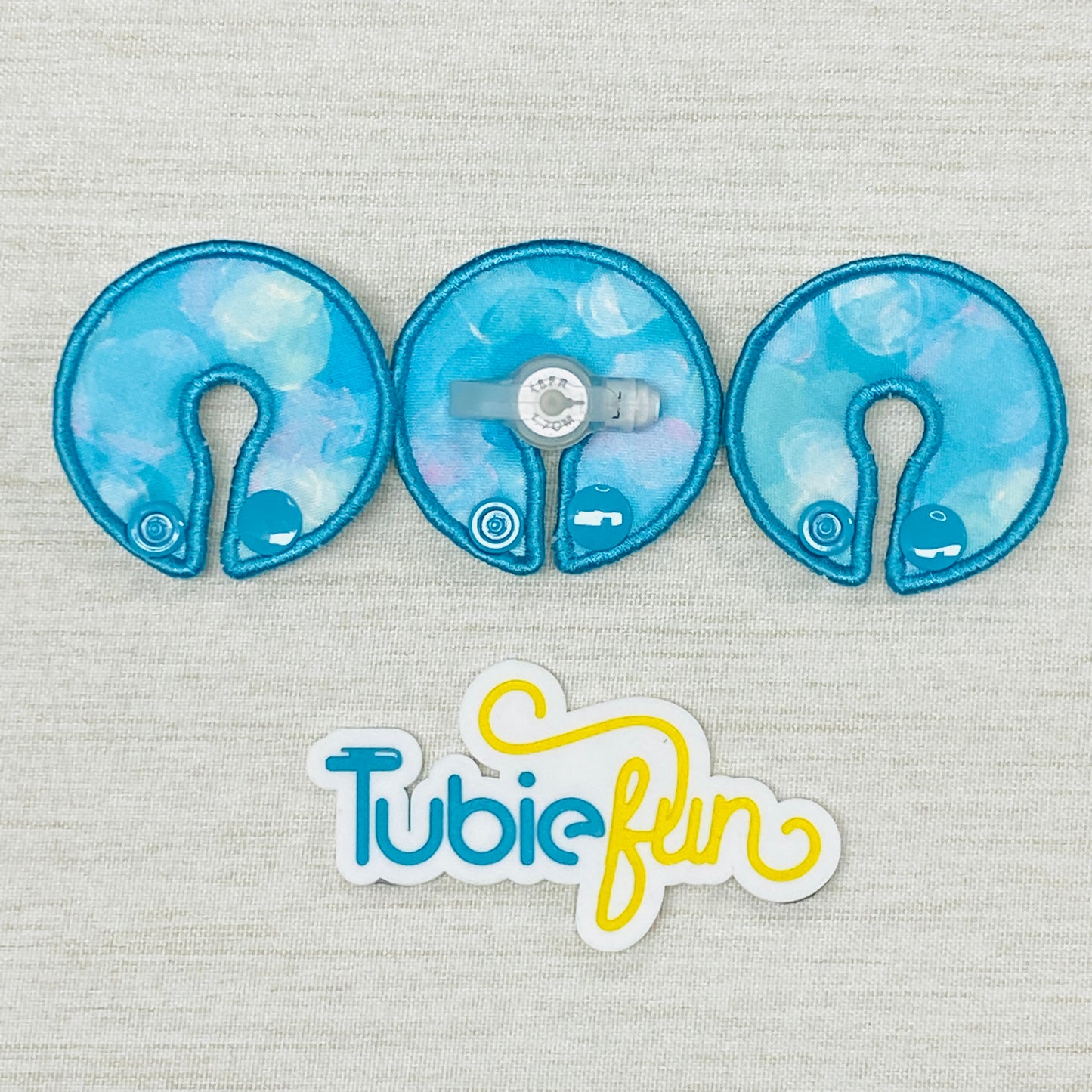 G-Tube Button Pad Cover - Blue and Cream Ombre