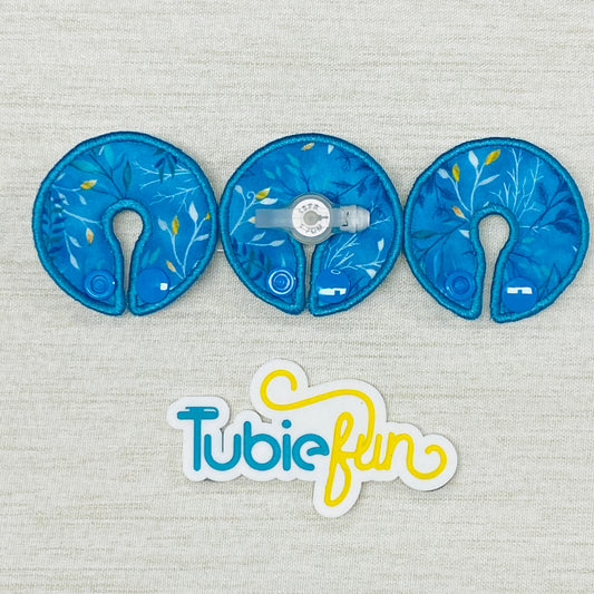 G-Tube Button Pad Cover - Vines on Turquoise