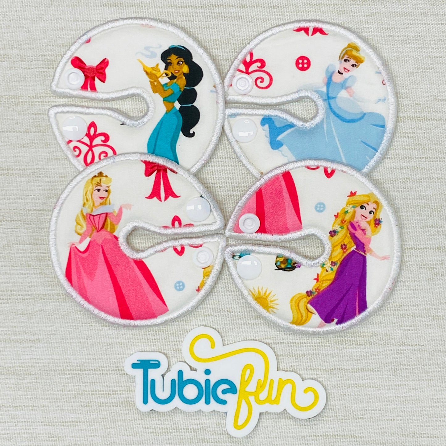 Button Pad Cover Large - Princesses on White