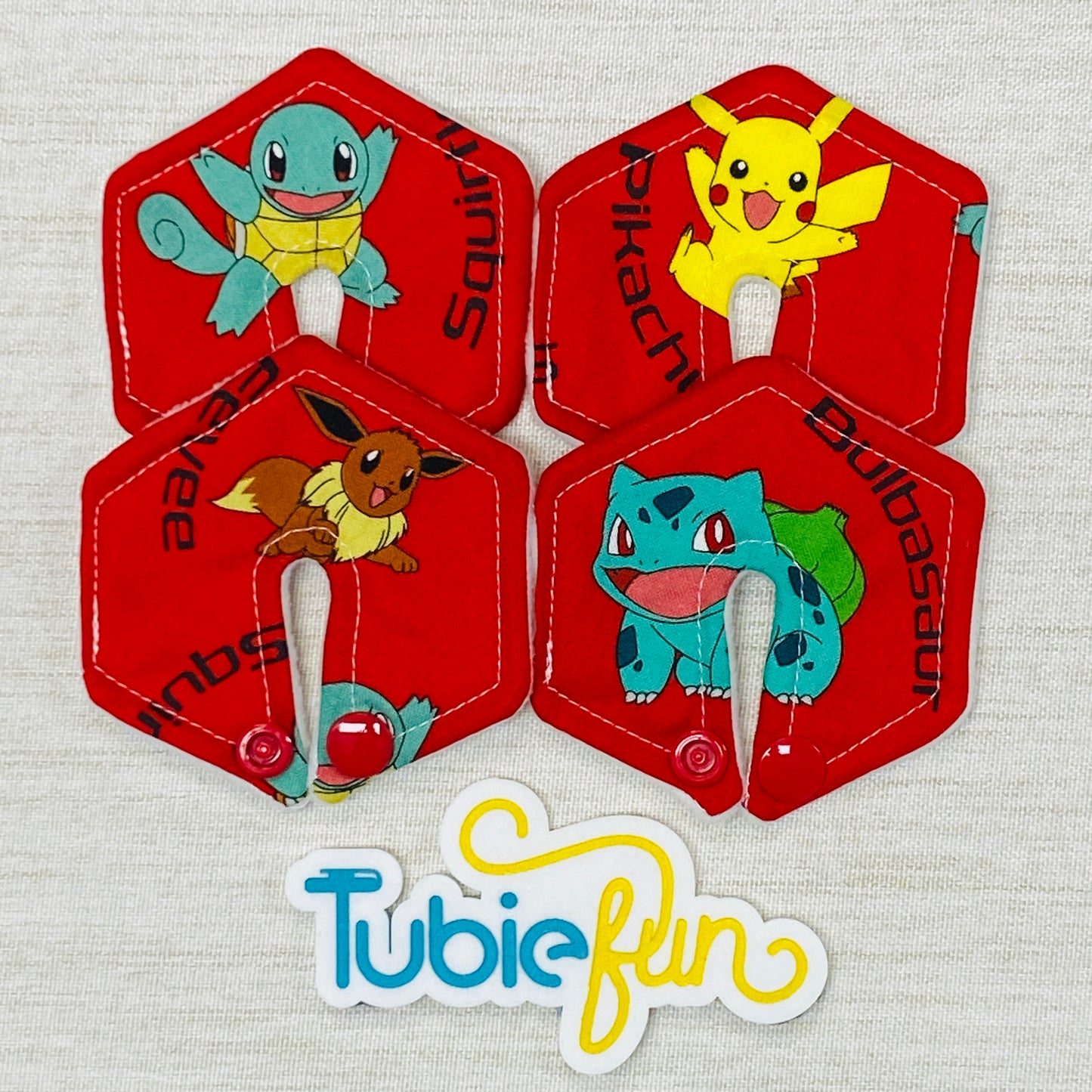 Hexagon G-Tube Button Pad Cover - Pocket Monsters on Red