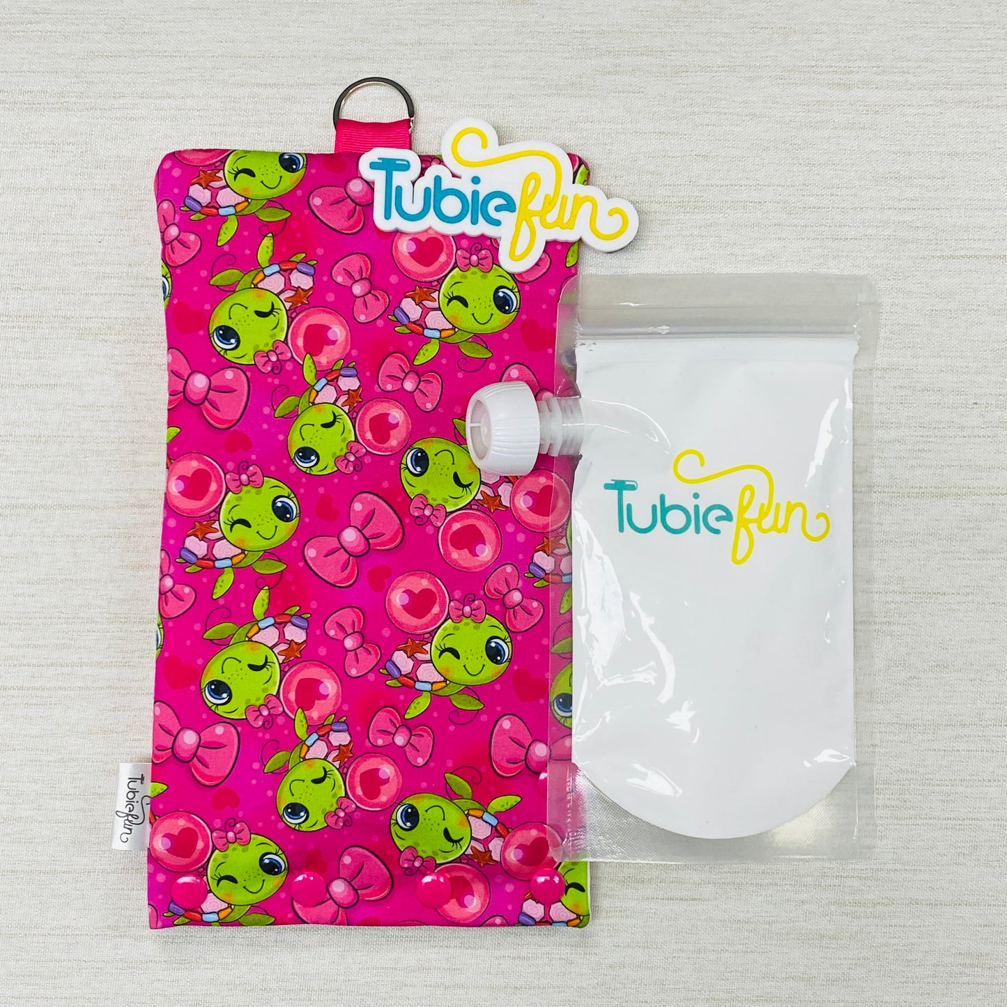 Insulated Milk Bag Suitable for Reusable Pouches - Turtles on Pink