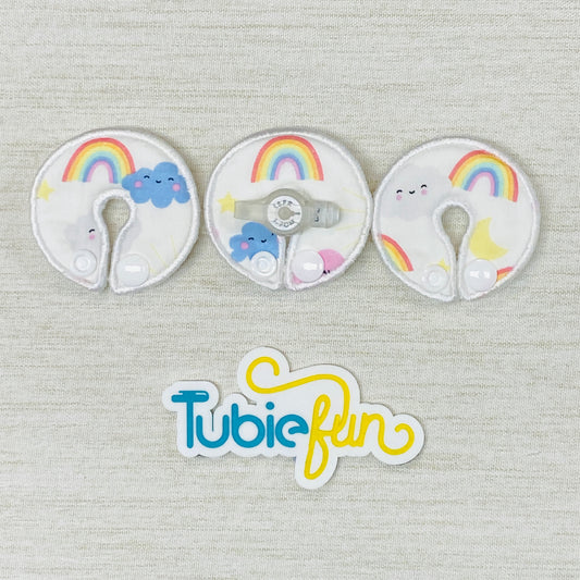 G-Tube Button Pad Cover - Clouds and Rainbows