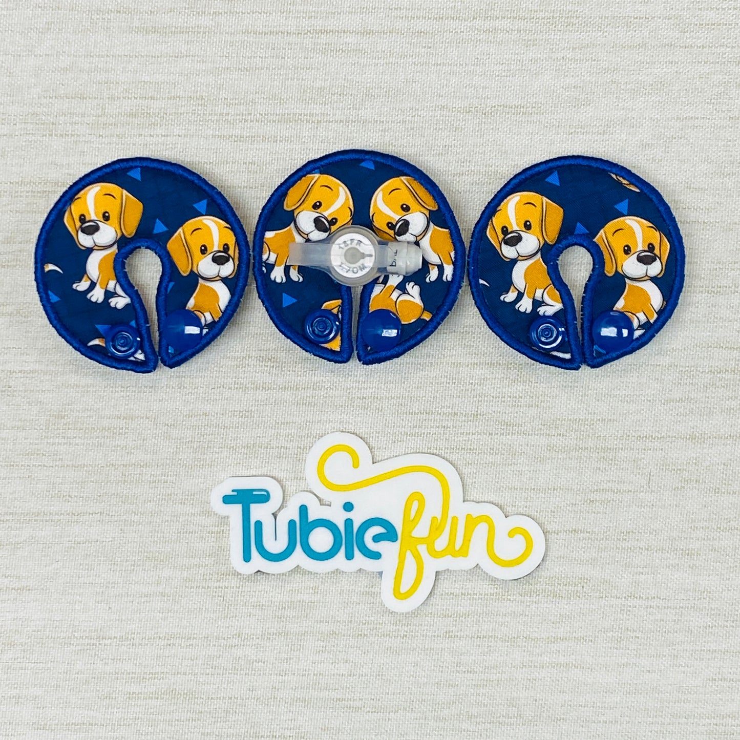 G-Tube Button Pad Cover - Pups on Blue