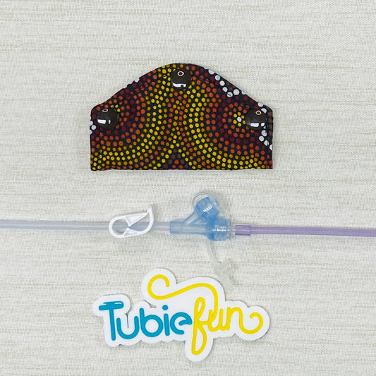 Feeding Tube Mini Connection Cover - Indigenous on Brown